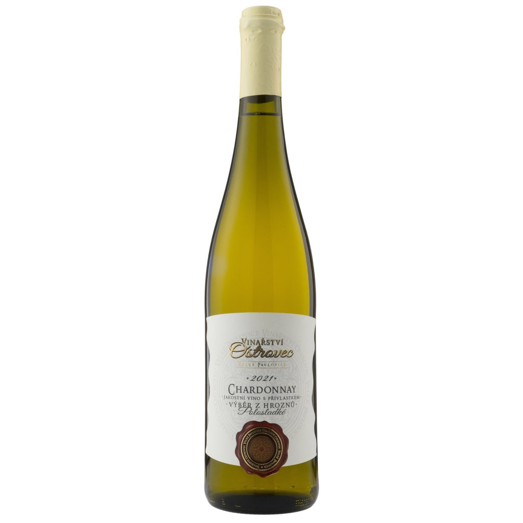 Chardonnay 2021, polosladké, Vinařství Ostrovec